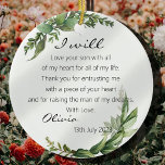 Botanical Mother of The Groom Bride Wedding Gift Ceramic Ornament<br><div class="desc">Personalized Mother of Groom Bride Thank you from Bride Groom Quote Floral Ceramic Round Decoration Ornament Wedding Keepsake</div>