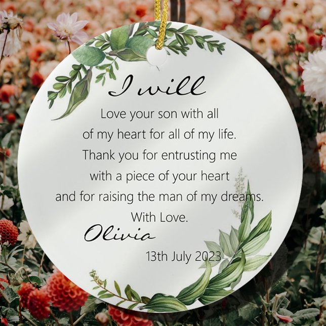 Botanical Mother of The Groom Bride Wedding Gift Ceramic Ornament (Creator Uploaded)