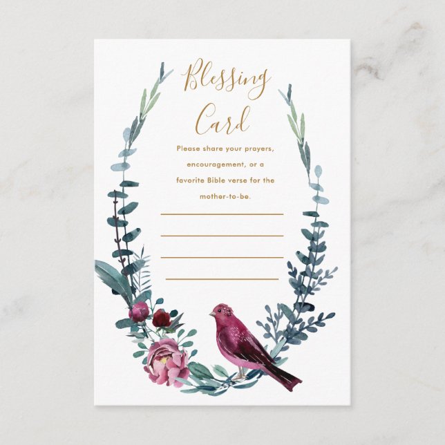 Botanical Mother's Blessing Card Prayers Note Card (Front)