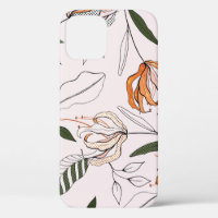 Botanical motifs, isolated, flower seamless.