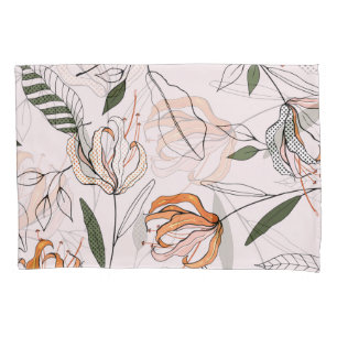 Botanical motifs, isolated, flower seamless. pillowcase