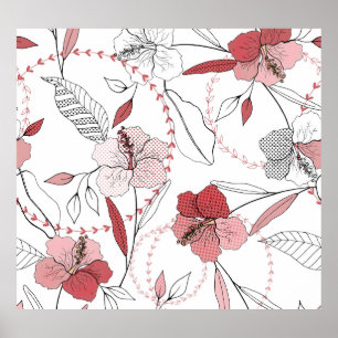 Botanical Motifs: Isolated Flower Vintage Poster