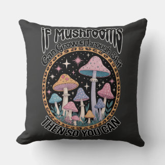 Botanical Mushroom Throw Pillow
