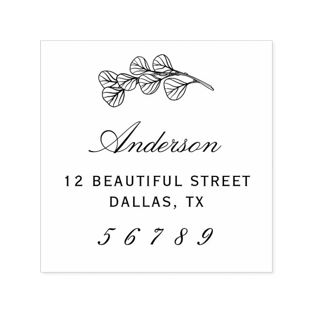 Botanical Name Return Address Eucalyptus Greenery Self-inking Stamp (Design)