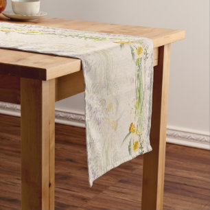 Botanical Narcissus Daffodil Flowers Table Runner