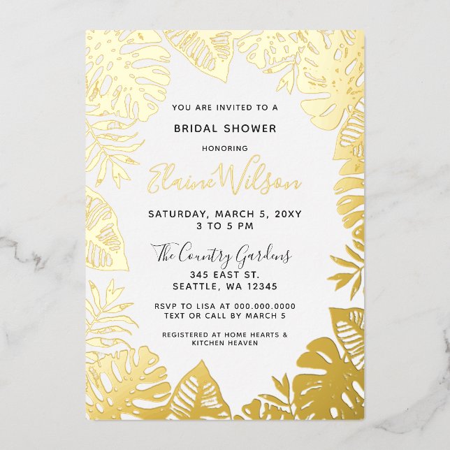 Botanical Nature Tropical Leaves Bridal Shower (Front)