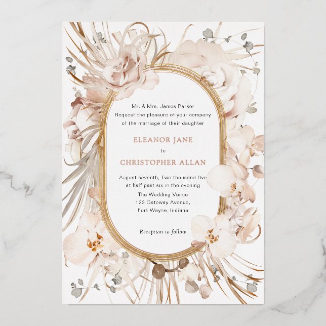 Botanical neutral watercolor floral garden wedding (Front)