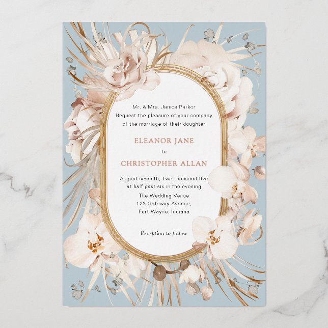 Botanical neutral watercolor floral garden wedding (Front)