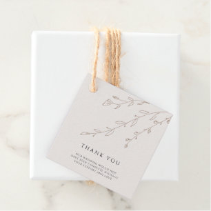 Botanical Neutral Wedding Thank You Card Favour Tags