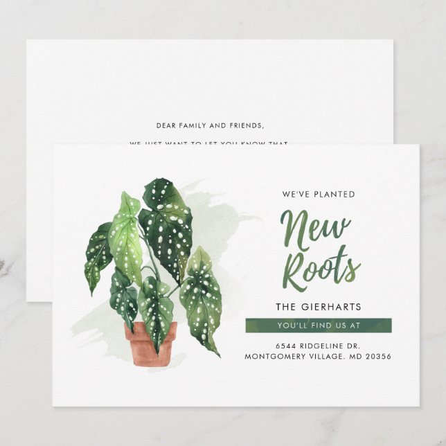 Botanical New Roots Boho Moving Announcement Card (Front/Back)