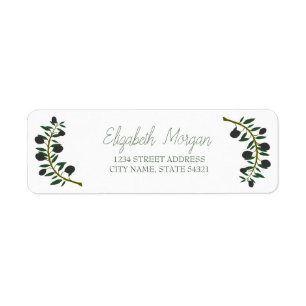 Botanical Olive Branch   Address Label