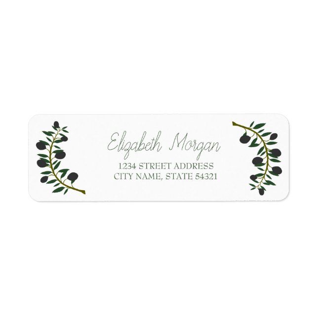 Botanical Olive Branch   Address Label (Front)