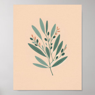 Botanical Olive Branch Art Poster