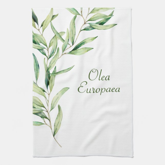 Botanical Olive Branch Foliage Kitchen Towel (Vertical)