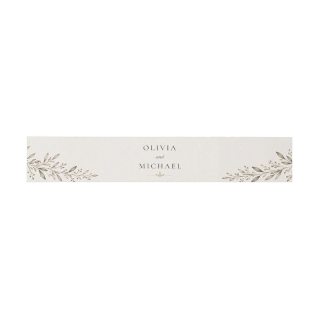 Botanical Olive Branch Invitation Belly Band (Flat)