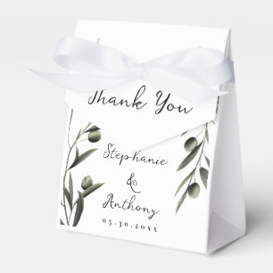 Botanical Olive Branch Leaves Italian Wedding Favor Box