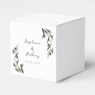 Botanical Olive Branch Leaves Italian Wedding Favor Box