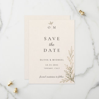 Botanical Olive Branch Save the Date Card