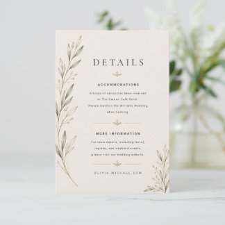 Botanical Olive Branch Wedding Enclosure Card