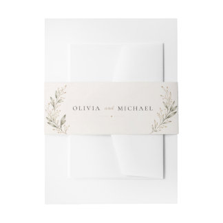 Botanical Olive Branch Wedding Invitation Belly Band