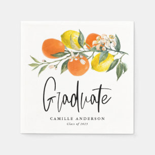 Botanical Orange and Lemon Graduation Party Napkin