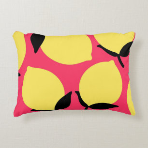 Botanical Orange Red Citrus Fruit Pattern Accent Pillow