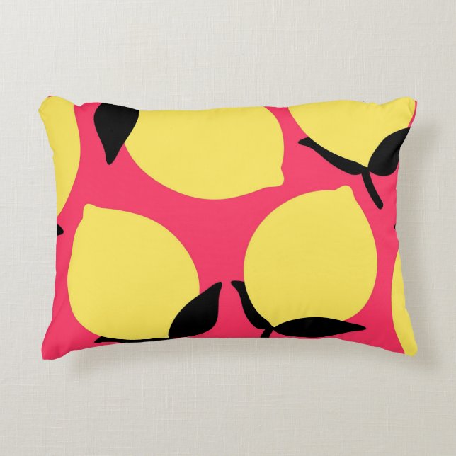 Botanical Orange Red Citrus Fruit Pattern Accent Pillow (Front)