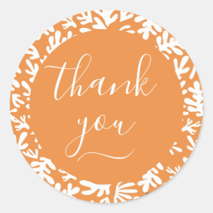 Botanical Orange Small Business Customer Thank You Classic Round Sticker