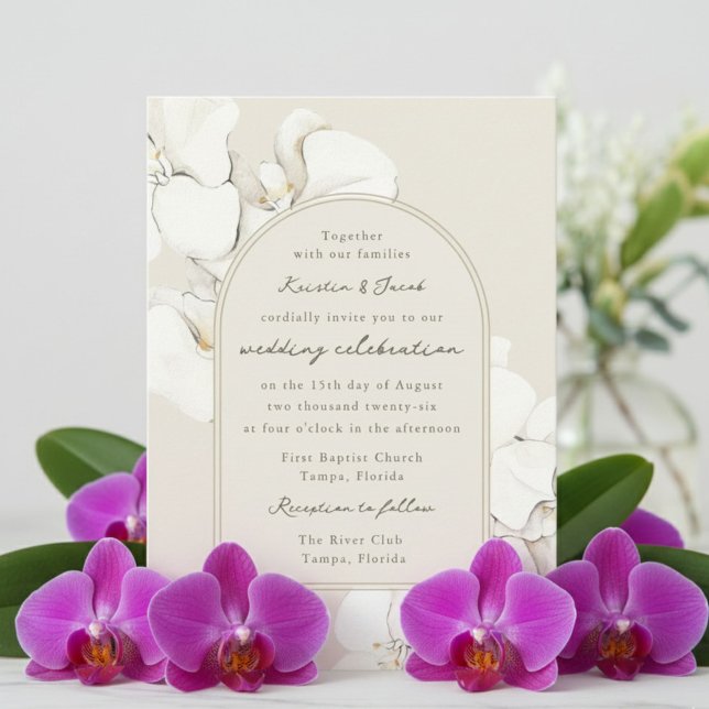 Botanical Orchid Floral Digital Wedding Invitation (Botanical Orchid Floral Digital Wedding Invitation)