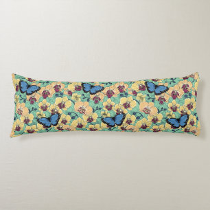 Botanical Orchid Garden with Butterflies II Body Pillow