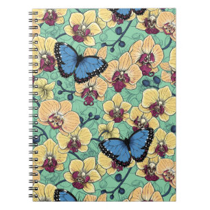 Botanical Orchid Garden with Butterflies II Notebook