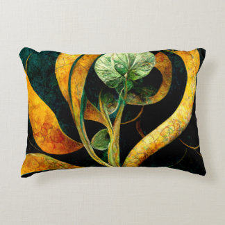 Botanical Orchid Greens & Golds Accent Pillow