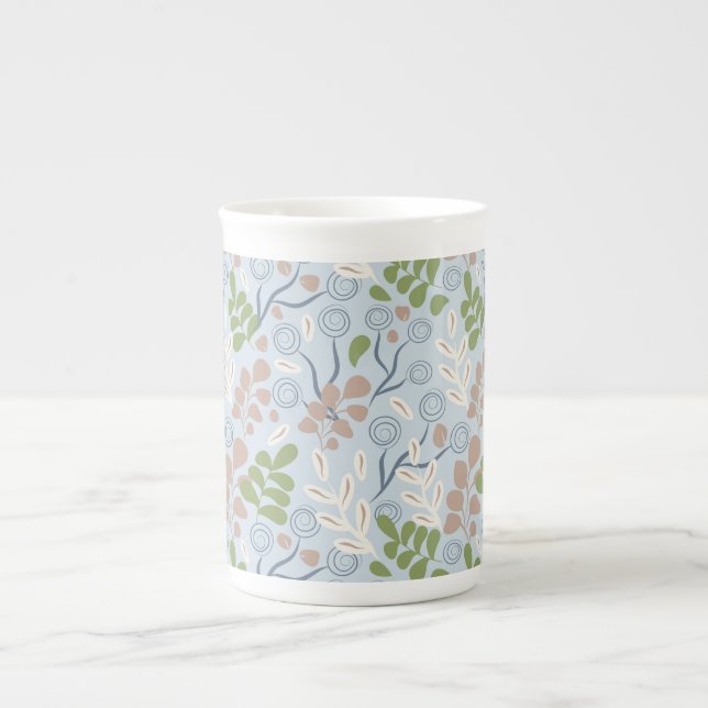 Botanical organic shapes bone china mug (Front)