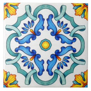 Botanical Ornamental Mediterranean Patterned Tile