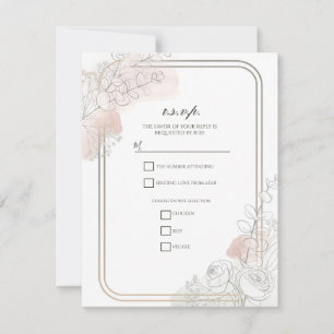 Botanical Outline Sage & Blush Floral Wedding  Invitation