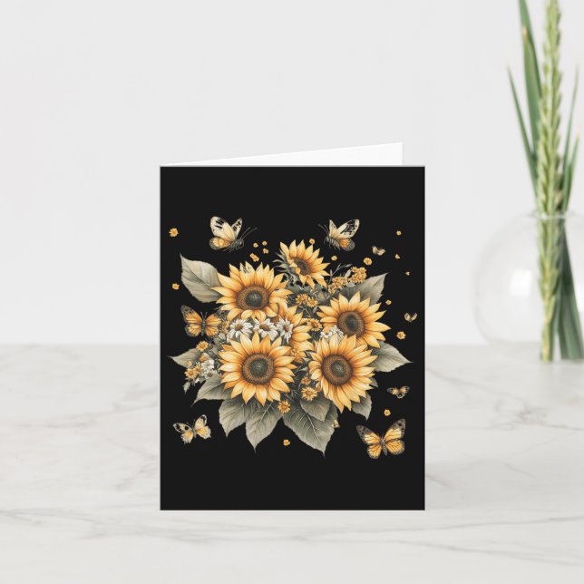 Botanical Painting Of Sunflower Bouquet  Card (Front)