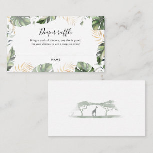 Botanical Palm Jungle Baby Shower Diaper Raffle Enclosure Card