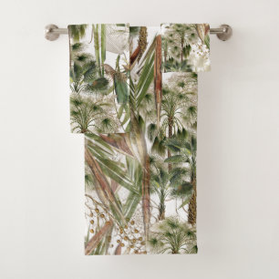 Botanical Palm Trees Fronds Fruits Bath Towel Set