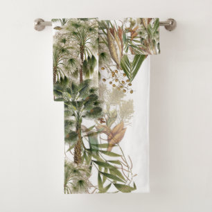Botanical Palm Trees Fronds Fruits Bath Towel Set