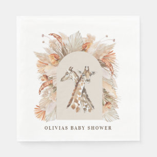 Botanical pampas grass modern giraffe safari chic  napkin