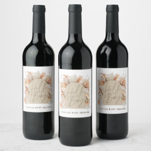 Botanical pampas grass modern rustic terracotta wine label