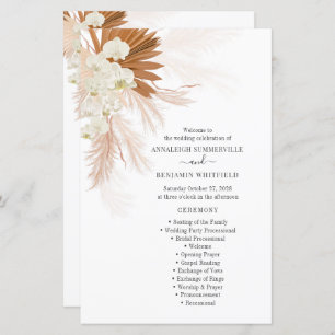 Botanical Pampas Grass Terracotta Wedding Program