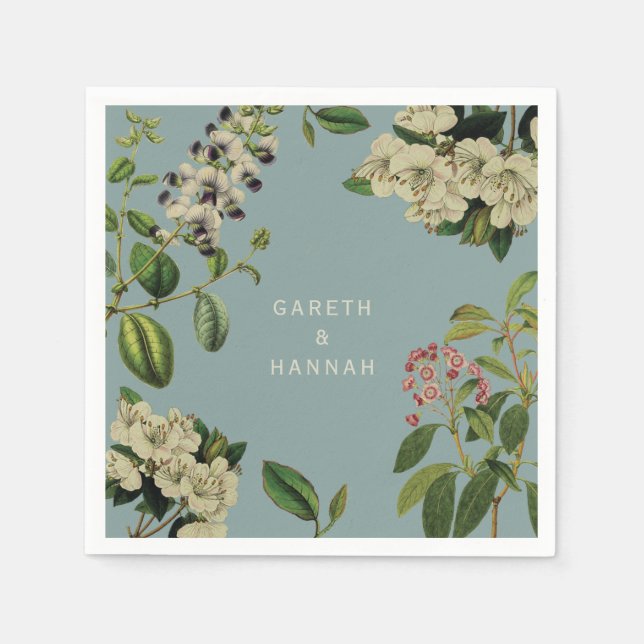 BOTANICAL-PAPER NAPKIN-DUCK EGG BLUE NAPKIN (Front)