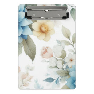 Botanical Pastel Blue Yellow Mini Clipboard