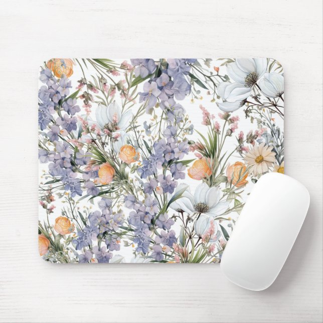 Botanical pastel colours wildflower summer floral mouse pad (With Mouse)