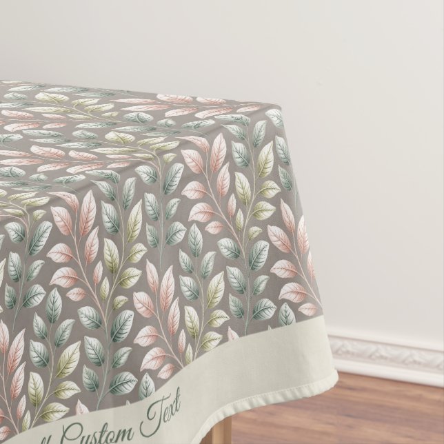 Botanical Pastel Leaves Elegant Custom Design Tablecloth (In Situ)