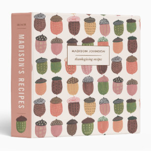 Botanical Pastels pink Acorns Fall Autumn Binder