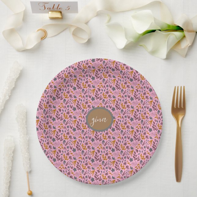 Botanical Pattern Customize Paper Plate (Wedding)