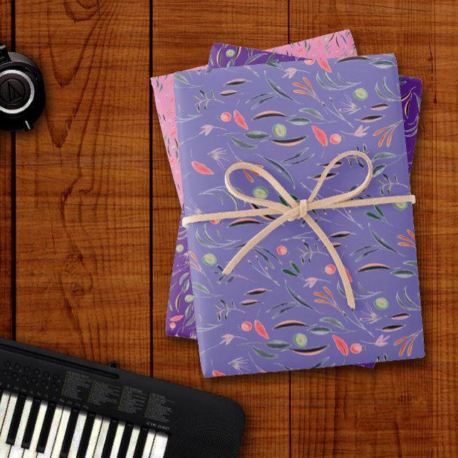 Botanical pattern leave lavender wrapping paper (Creator Uploaded)