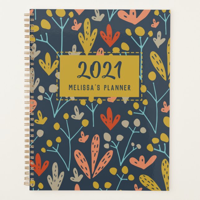 Botanical Pattern Modern Personalized Year Planner (Front)